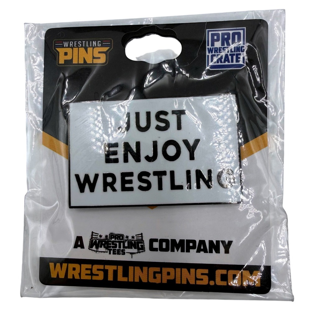 Pro Wrestling Tees Just Enjoy Wrestling Enamel Pin Pro Wrestling Crate White